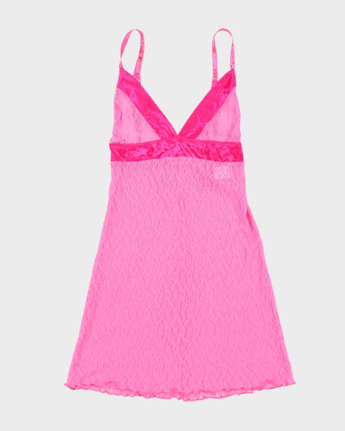 Vintage Y2k 00s Pink Lace Slip Dress - XS
