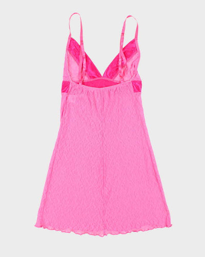 Vintage Y2k 00s Pink Lace Slip Dress - XS