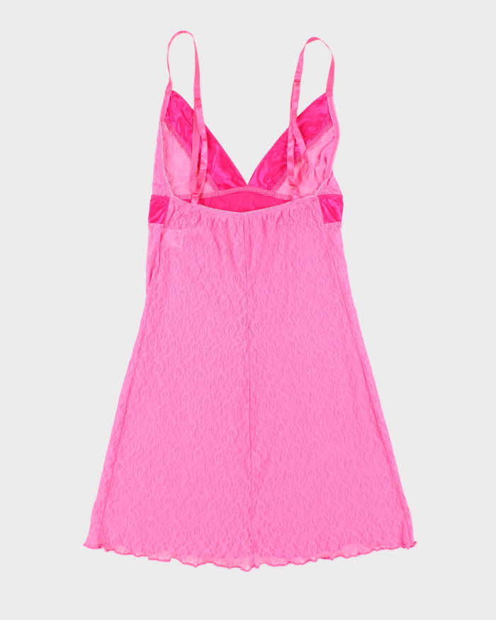 Vintage Y2k 00s Pink Lace Slip Dress - XS