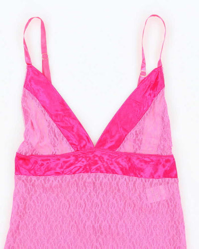 Vintage Y2k 00s Pink Lace Slip Dress - XS