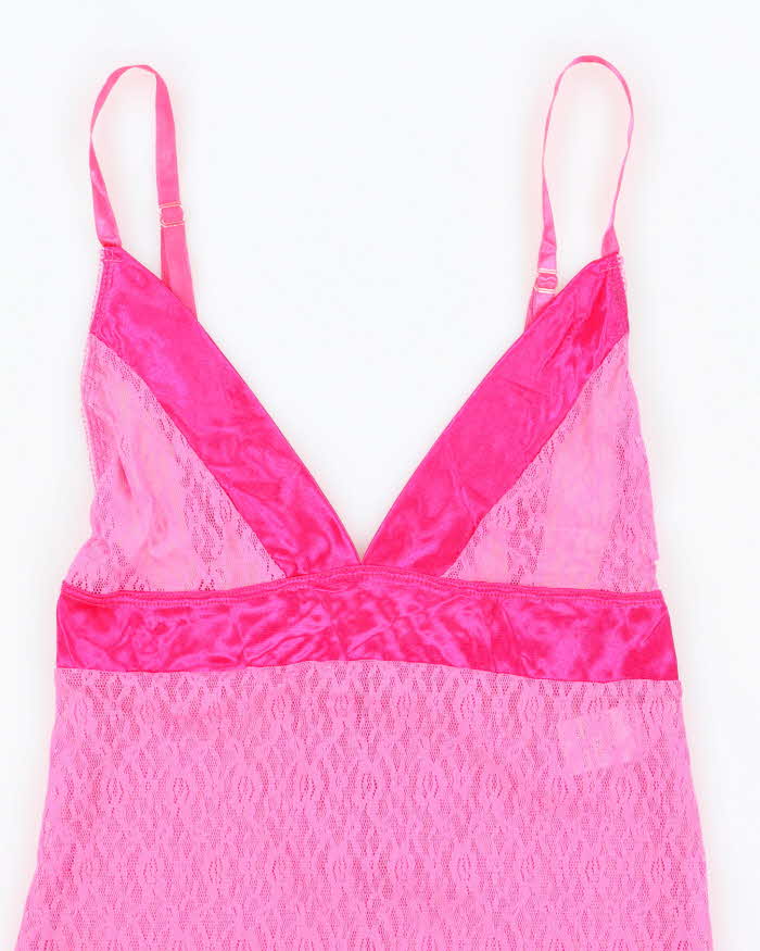 Vintage Y2k 00s Pink Lace Slip Dress - XS