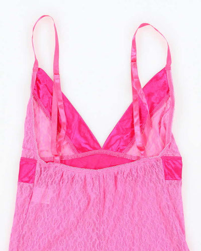 Vintage Y2k 00s Pink Lace Slip Dress - XS