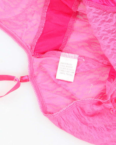 Vintage Y2k 00s Pink Lace Slip Dress - XS