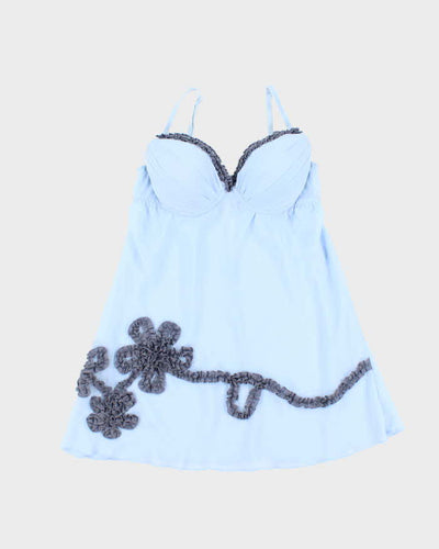 Vintage Y2k 00s La Senza Blue Sheer Slip Dress - S