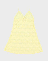 Vintage Y2k 00s La Vie En Rose Yellow Lace Slip Dress - S