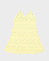 Vintage Y2k 00s La Vie En Rose Yellow Lace Slip Dress - S