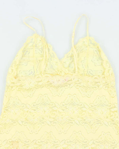 Vintage Y2k 00s La Vie En Rose Yellow Lace Slip Dress - S