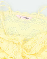 Vintage Y2k 00s La Vie En Rose Yellow Lace Slip Dress - S
