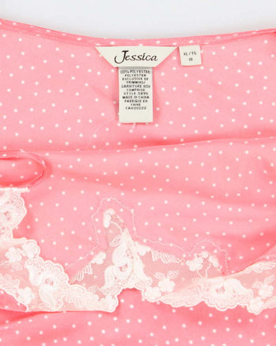 Vintage 90s Jessica Polka Dot Slip Dress - XL