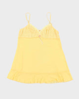 Vintage Y2k 00s Sentiments Yellow Mesh Slip Dress - L