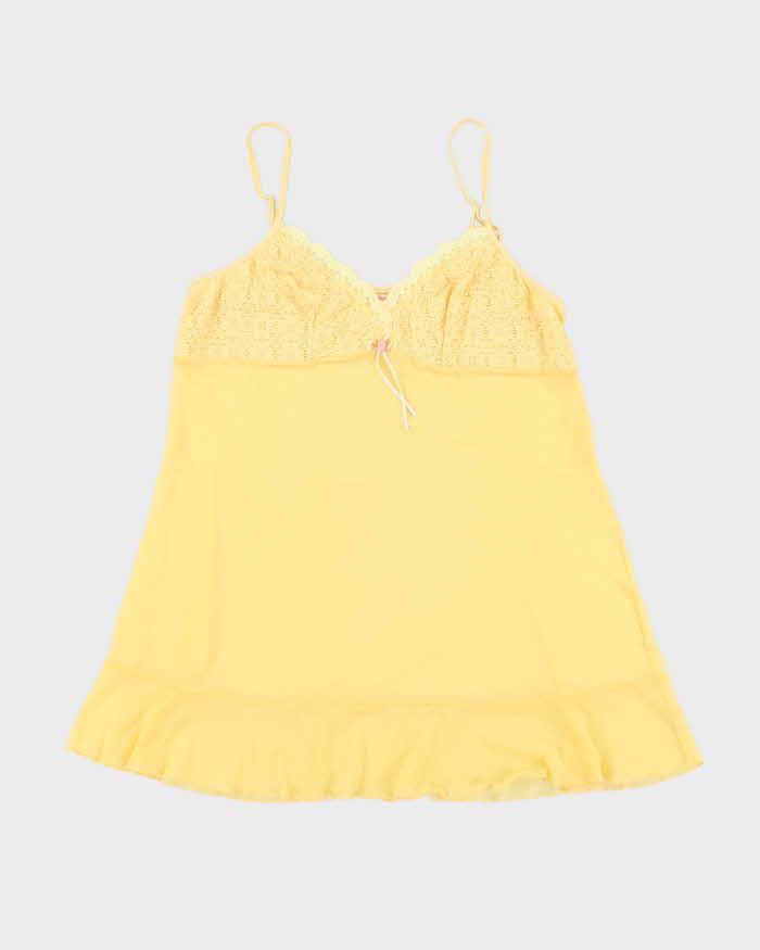 Vintage Y2k 00s Sentiments Yellow Mesh Slip Dress - L