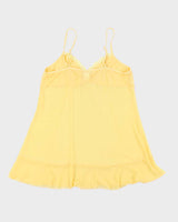 Vintage Y2k 00s Sentiments Yellow Mesh Slip Dress - L