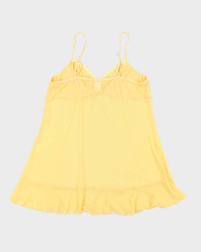 Vintage Y2k 00s Sentiments Yellow Mesh Slip Dress - L