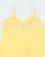 Vintage Y2k 00s Sentiments Yellow Mesh Slip Dress - L