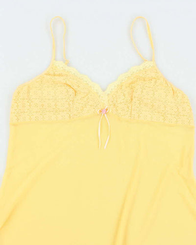 Vintage Y2k 00s Sentiments Yellow Mesh Slip Dress - L
