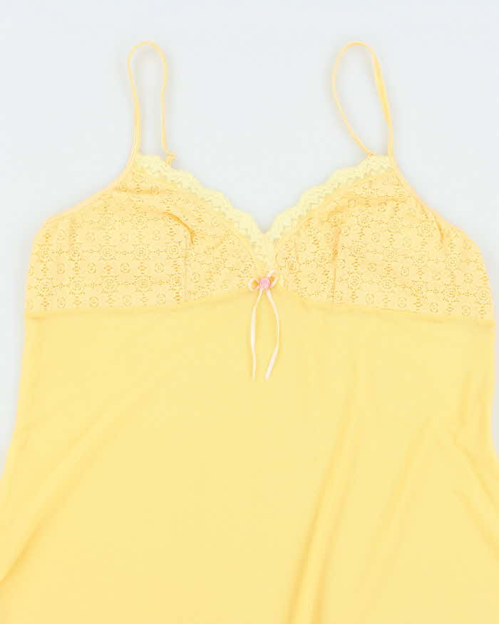 Vintage Y2k 00s Sentiments Yellow Mesh Slip Dress - L