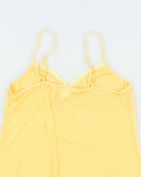 Vintage Y2k 00s Sentiments Yellow Mesh Slip Dress - L
