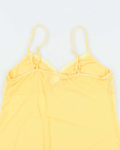 Vintage Y2k 00s Sentiments Yellow Mesh Slip Dress - L