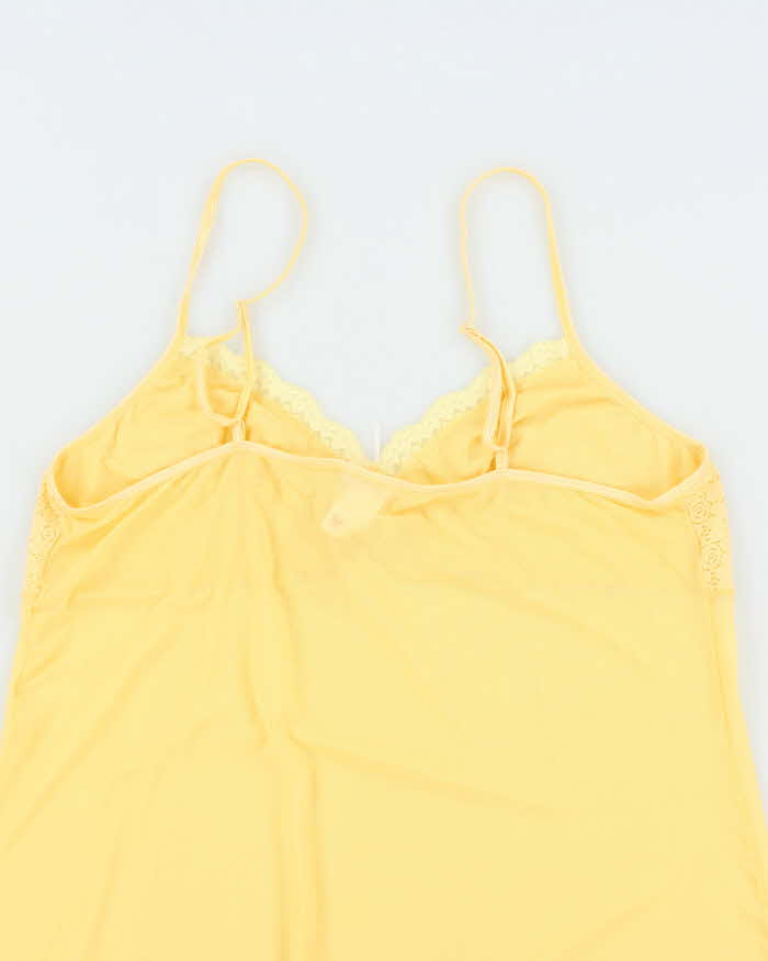 Vintage Y2k 00s Sentiments Yellow Mesh Slip Dress - L