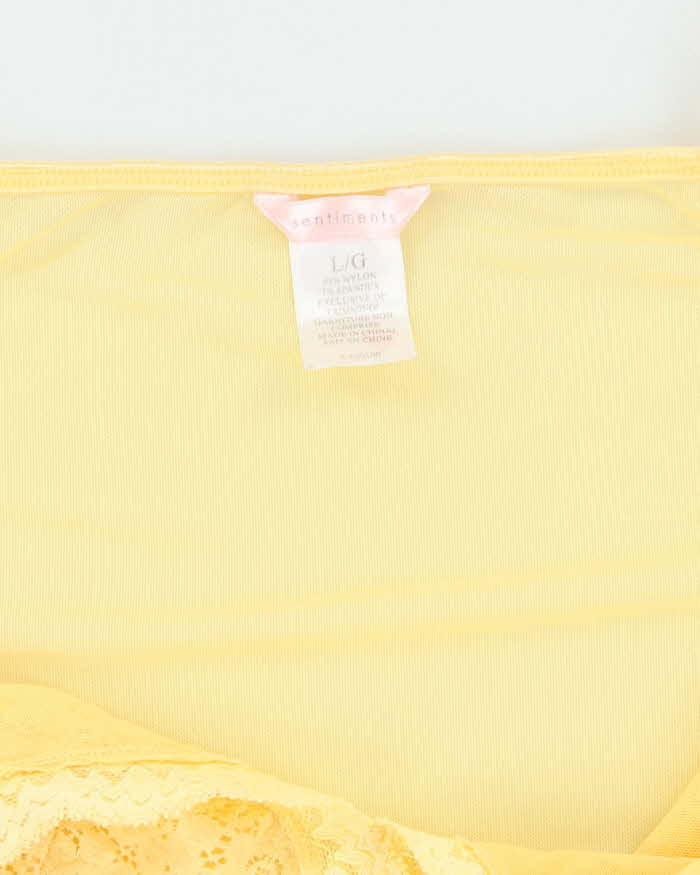 Vintage Y2k 00s Sentiments Yellow Mesh Slip Dress - L