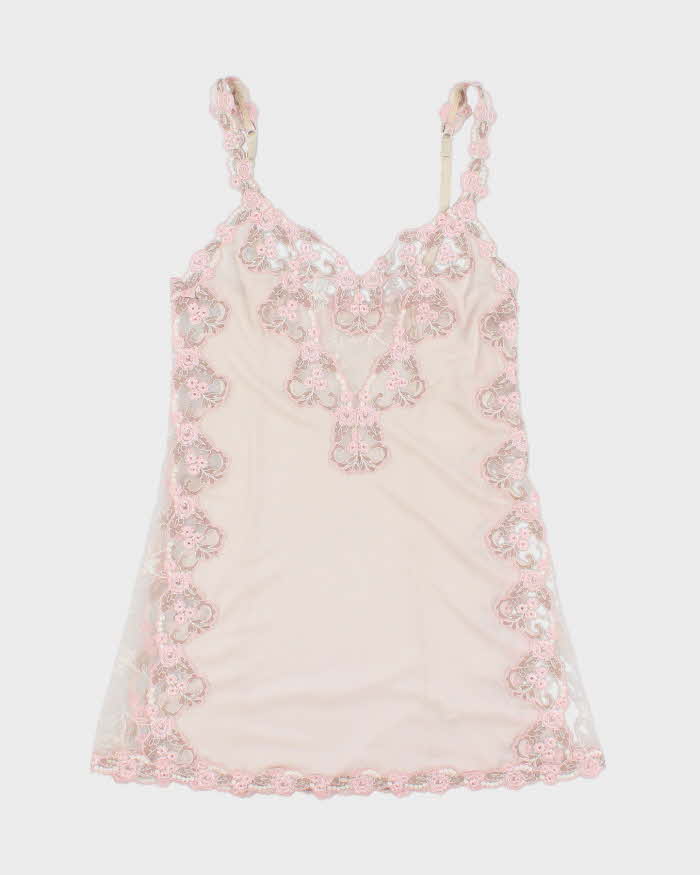 Vintage 90s Sheer Lace Slip Dress - S