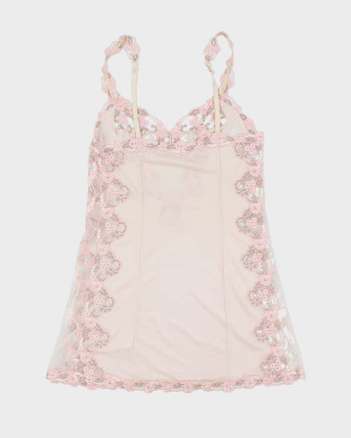 Vintage 90s Sheer Lace Slip Dress - S
