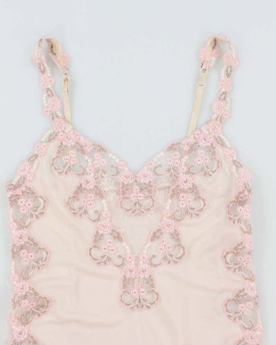 Vintage 90s Sheer Lace Slip Dress - S