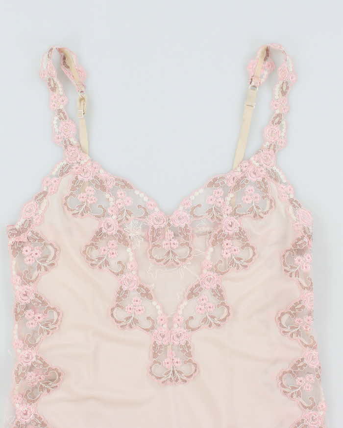 Vintage 90s Sheer Lace Slip Dress - S