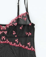 Vintage Y2k 00s Blush Mesh Slip Dress - S