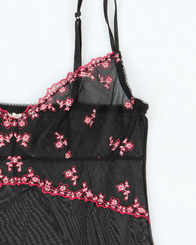 Vintage Y2k 00s Blush Mesh Slip Dress - S
