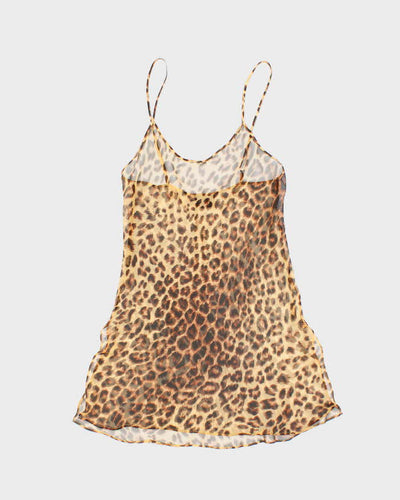 Vintage 90s Magic Silk Sheer Leopard Print Slip Dress - S