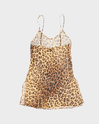 Vintage 90s Magic Silk Sheer Leopard Print Slip Dress - S
