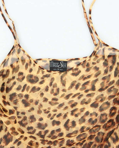 Vintage 90s Magic Silk Sheer Leopard Print Slip Dress - S