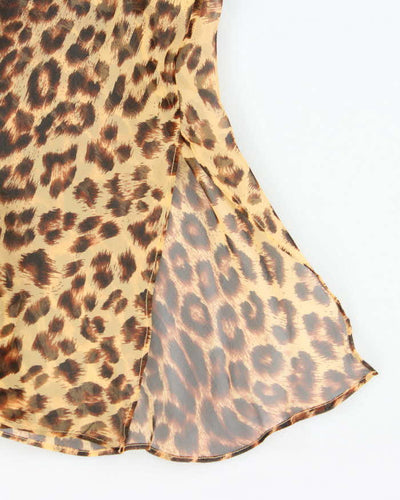 Vintage 90s Magic Silk Sheer Leopard Print Slip Dress - S