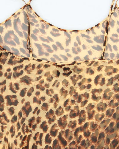 Vintage 90s Magic Silk Sheer Leopard Print Slip Dress - S
