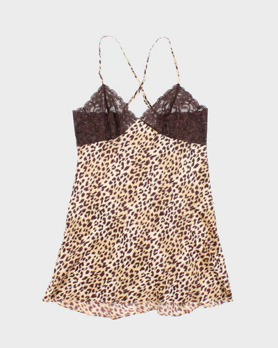 Vintage Y2k 00s La Senza Leopard Print Slip Dress - M