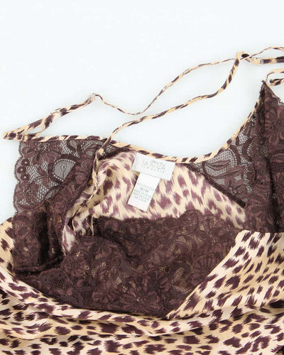 Vintage Y2k 00s La Senza Leopard Print Slip Dress - M