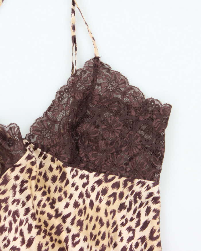 Vintage Y2k 00s La Senza Leopard Print Slip Dress - M