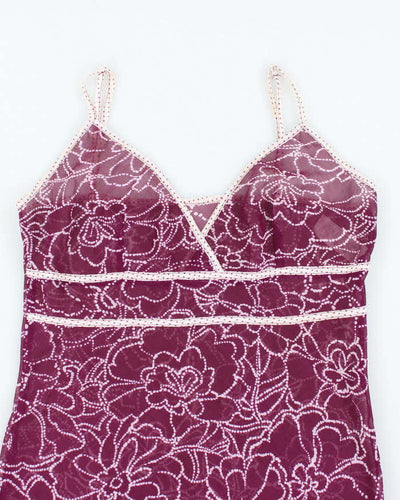 Vintage Y2k 00s Floral Mesh Dress - M