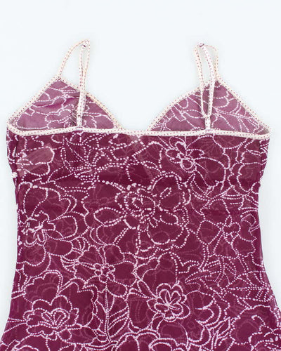 Vintage Y2k 00s Floral Mesh Dress - M