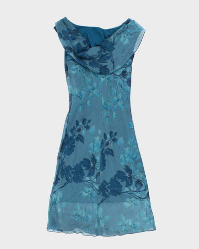 Vintage 90s La Belle Floral Cowl Back Dress - S