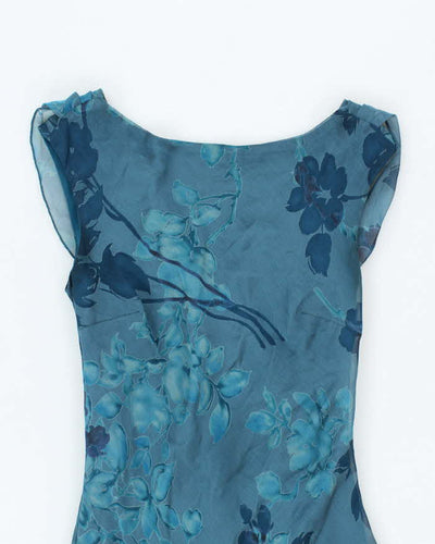 Vintage 90s La Belle Floral Cowl Back Dress - S