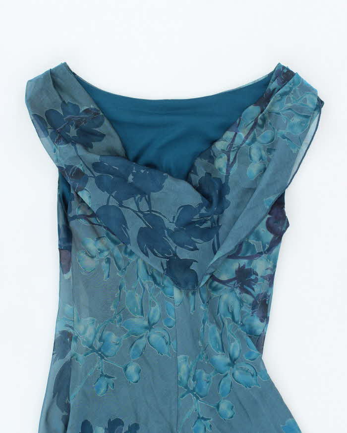 Vintage 90s La Belle Floral Cowl Back Dress - S