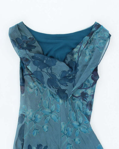 Vintage 90s La Belle Floral Cowl Back Dress - S