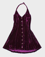 Vintage 90s Betsey Johnson Velvet Halter Neck Dress - S