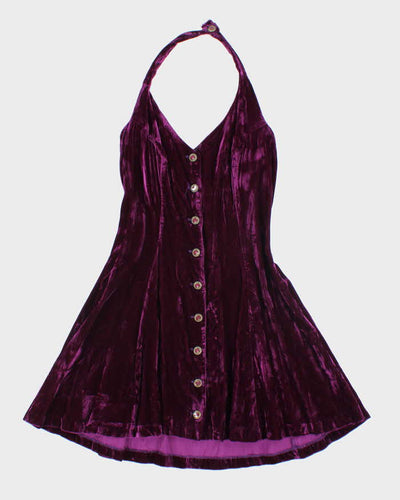 Vintage 90s Betsey Johnson Velvet Halter Neck Dress - S