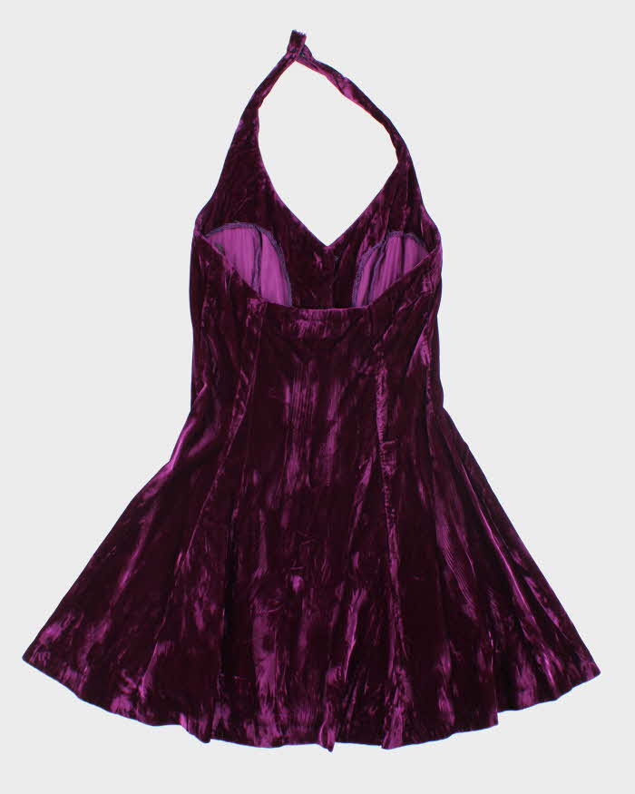 Vintage 90s Betsey Johnson Velvet Halter Neck Dress - S