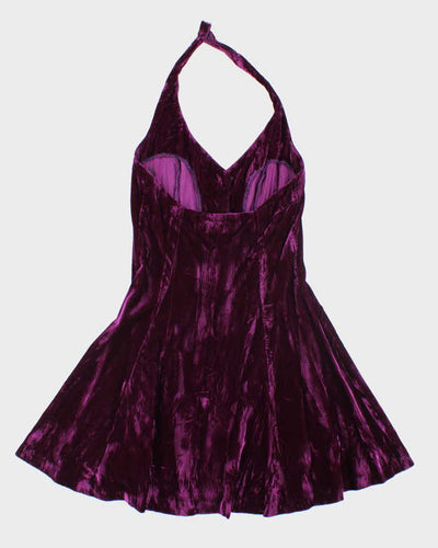 Vintage 90s Betsey Johnson Velvet Halter Neck Dress - S