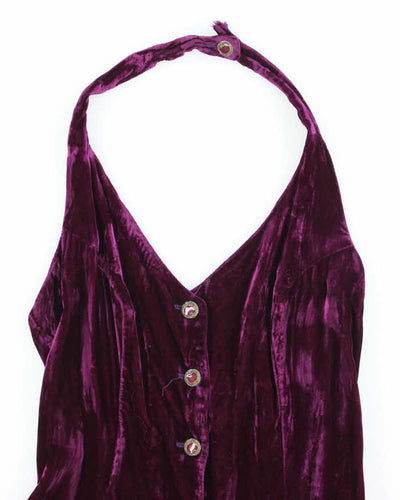 Vintage 90s Betsey Johnson Velvet Halter Neck Dress - S