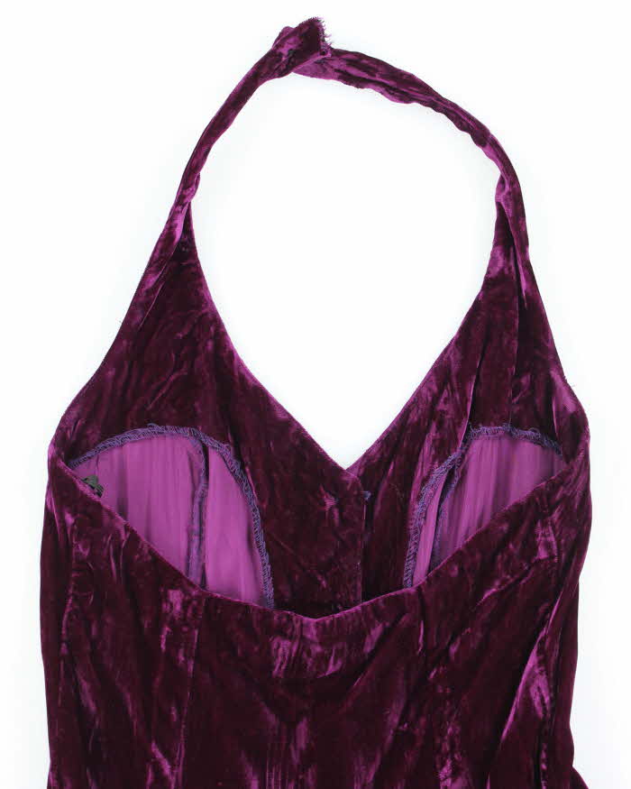 Vintage 90s Betsey Johnson Velvet Halter Neck Dress - S